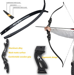 62″ ILF Archery Recurve Bow 19″ Riser Takedown 25-60lbs Archery Hunting