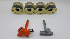 4x Vintage Urethane Hawgs 77mm 80A Longboard Skate Wheels L-Series with Fix Stix