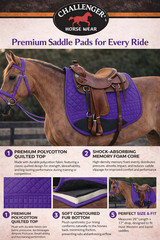 Horse Western Quilted Fleece Lined Contoured Barrel Saddle Pad Black 39TS11