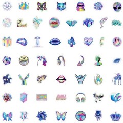 50pc HOLOGRAPHIC COLORFUL STICKER MIX, Waterproof, Cars-Phones-Bikes-Skateboards