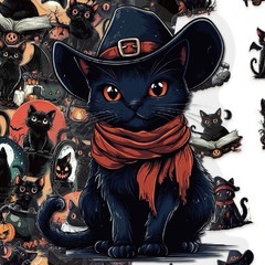 30Pcs Random Gothic Dark Kitty Black Cat PET Transparent Halloween Sticker
