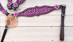 Western Leather Tack Set For Horse | Pink Cheetah Pony Tack Set