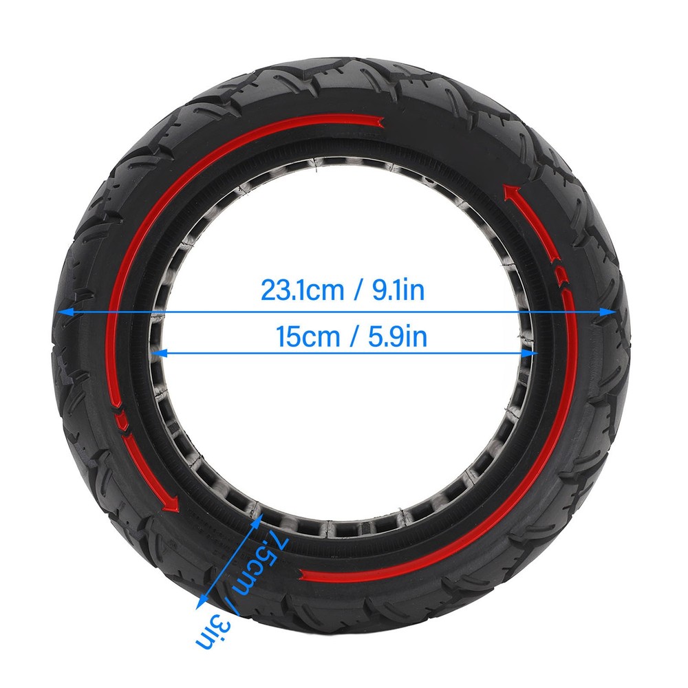 Scooter Solid Tire 10in 10×3 255×80 80/65‑6.5 Red Line Universal For