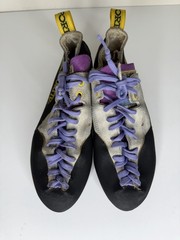 Vintage La Sportiva Rock Climbing Shoes Women’s 41.5 Gray Purple Lace Up Italy