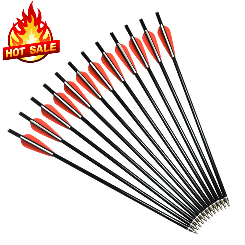 12X Fiberglass Crossbow Bolts Hunting Arrows For Shooting Practice Flat Nocks US