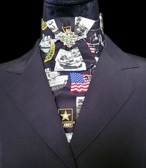 PRE-TIED Dressage Stock Tie, Classic Army (Support Our Troops) Print (NEW)