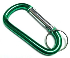 6pc 3″ Aluminum Carabiner D Shape Buckle Pack Spring Snap Keychain Clip Hook GRN