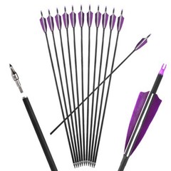 30» Archery Carbon Arrows Spine 500 7.8mm Turkey Feathers for Hunting / Quiver