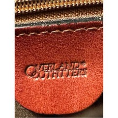 Leather Woven Saddle Crossbody Bag Brown Gold Color Accents Festival Hiking