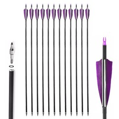 30» Archery Carbon Arrows Spine 500 7.8mm Turkey Feathers for Hunting / Quiver