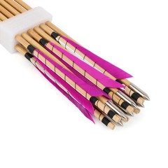 12X 32″ Wooden Arrow 8mm Archery Turkey Feather Recurve Traditional Bow Hunting