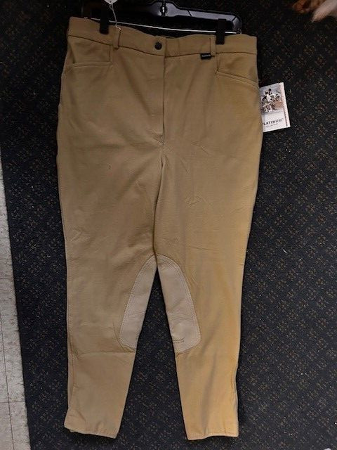 PLATINUM Ladies BREECHES Sz 34″ waist * Lt. Tan Cotton Blend 4 Way Stretch NEW