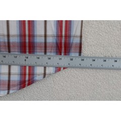 Wrangler Mens Short Sleeve Plaid Snap Button Western Shirt Red Blue