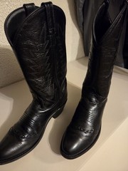 Black Leather Western Cowboy Boots US 8.5 SCL7106WT