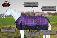 Challenger 1200D Turnout Waterproof Rain Light-Weight Sheet Plaid Horse Blanket