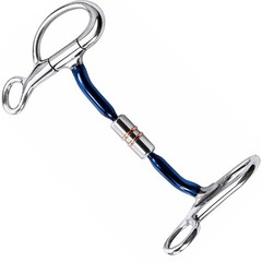 Blue Sweet Iron Copper Roller Baucher Bit Hanging Cheek Equestrian Horse Bit