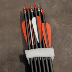 12Pc Archery 30″ Fiberglass Arrows Spine 500 OD 8mm 4 Compound Rec Now Red/White