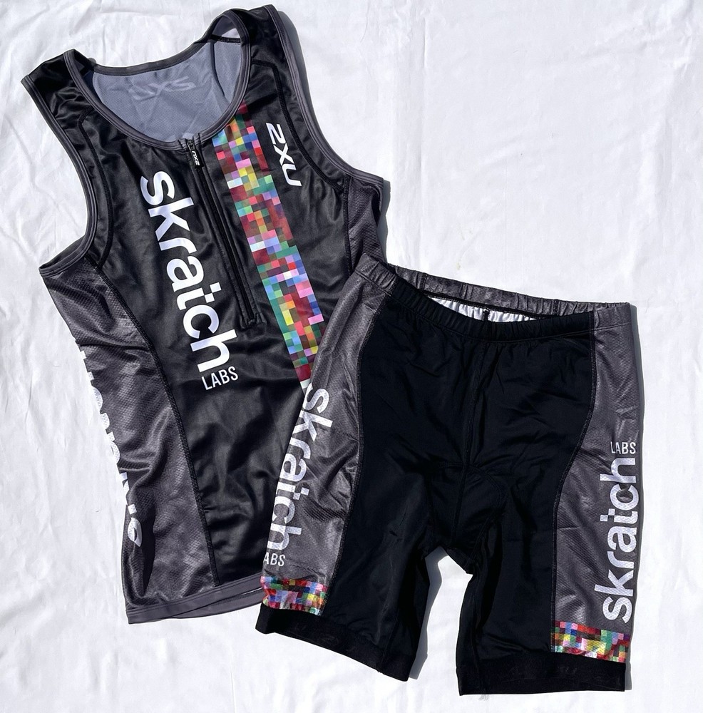 2XU Scratch Labs Tri Set Womens L XL Triathlon Tank Shorts Multicolor Gray Black