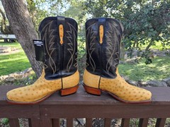 Fenoglio Boot Co Buttercup Full Quill Ostrich Mens Boots US 11 Black Uppers