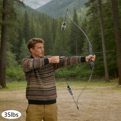 35 Lbs Recurve Bow Kit Right Hand Takedown Wooden Hunting Bow With 12 Arrows