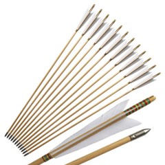 12Pcs 33″ Handmade Wooden Arrows Tradition Europe Style Turkey Feather Longbow