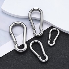 2pcs Stainless Steel Spring Snap Hook Quick Link Carabiner Clip 40-70mm