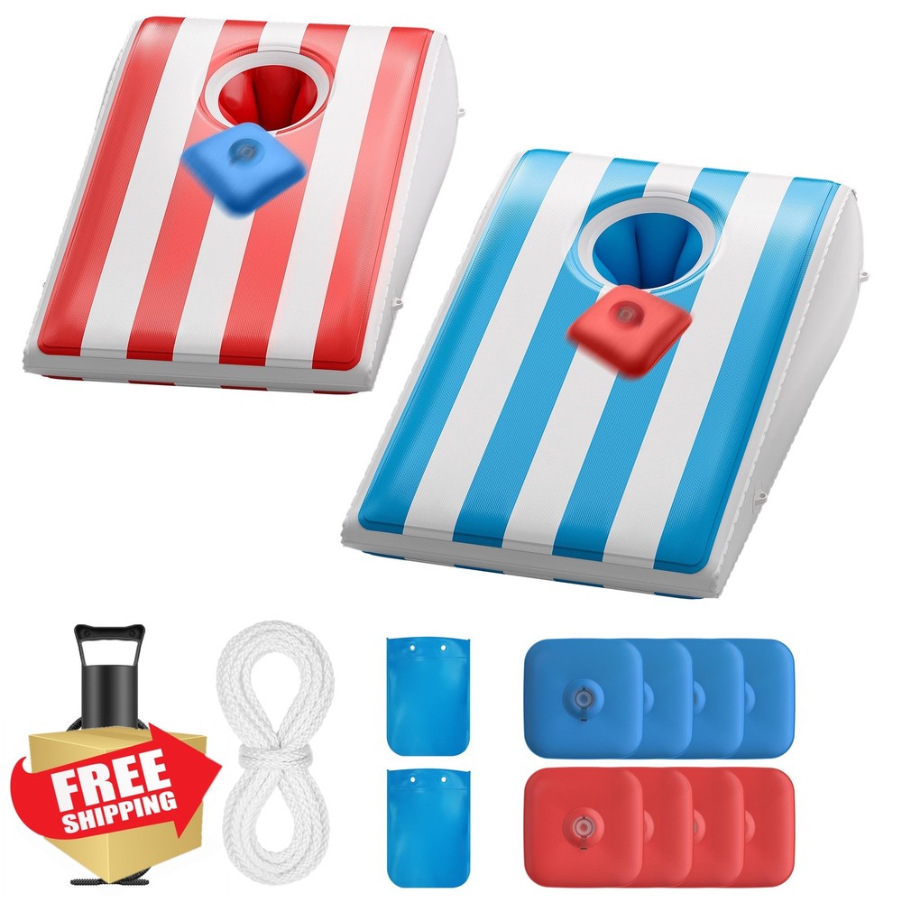 QPAU Inflatable Cornhole Boards Dark Blue/Red
