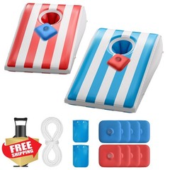 QPAU Inflatable Cornhole Boards Dark Blue/Red