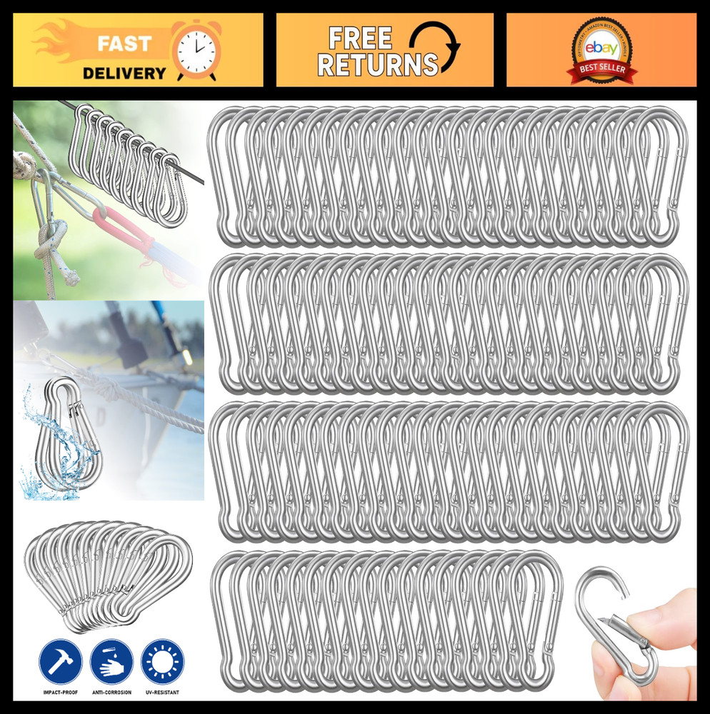 200PCS Heavy Duty 2″ Carabiner Clips, 220lbs Load Capacity for Outdoor Gear & Le
