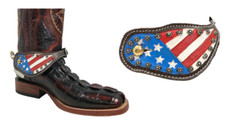 Tahoe Patriotic American Flag Leather Western Spur Straps – Pair Men’s or Ladies