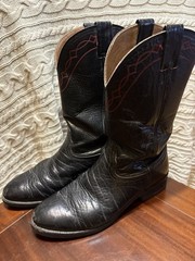 Vintage Nocona Black Leather Western Cowboy Boots Pull-On – Men’s US 9.5D