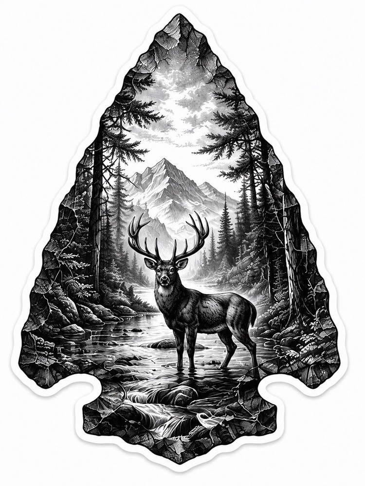 Deer Hunting Buck bow hunt Areowhead Sticker Decal Tactical Gear Bow Hunt