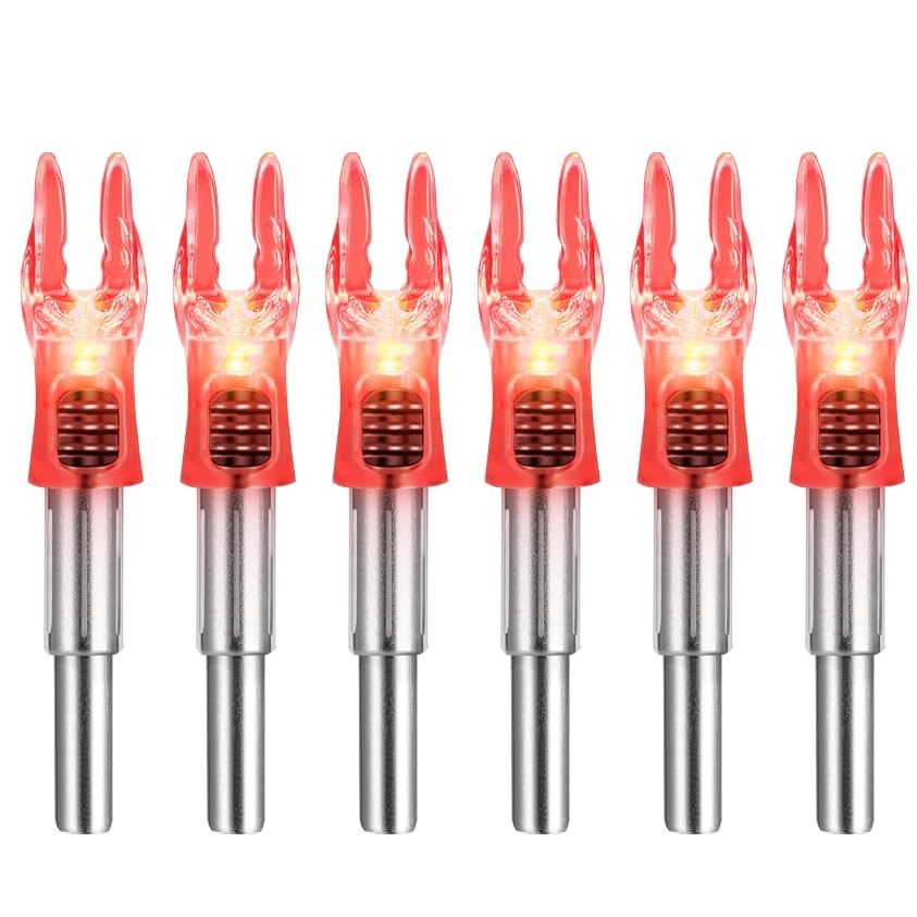 DEEPOWER S Lighted Nocks for Arrows .244/6.2mm 6/12 Pack 6 PCS / Red