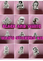 black and white waifu lewd stickers #11