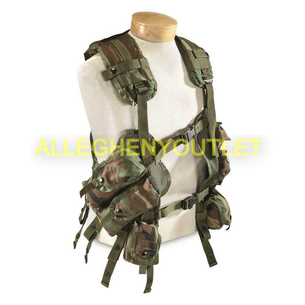 USG Military Enhanced LBV Load Bearing Vest Woodland BDU Camo Tactical Vest MINT