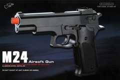 Double Eagle M24 Spring Powered Airsoft Pistol Gun w/ Barrel Extension Black
