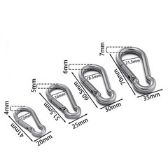 2pcs Stainless Steel Spring Snap Hook Quick Link Carabiner Clip 40-70mm