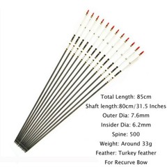 US 12 Pack 28/30/32 Inch Carbon Arrow Spine 500 for Compound/Recurve Bow Hunting