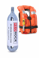 Redrock 38 gram CO2 cartridge 3/8″ diameter with 24/in threads