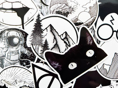 50 Variety Black and White Cool Laptop Gothic Stickers Tattoo Goth Decals