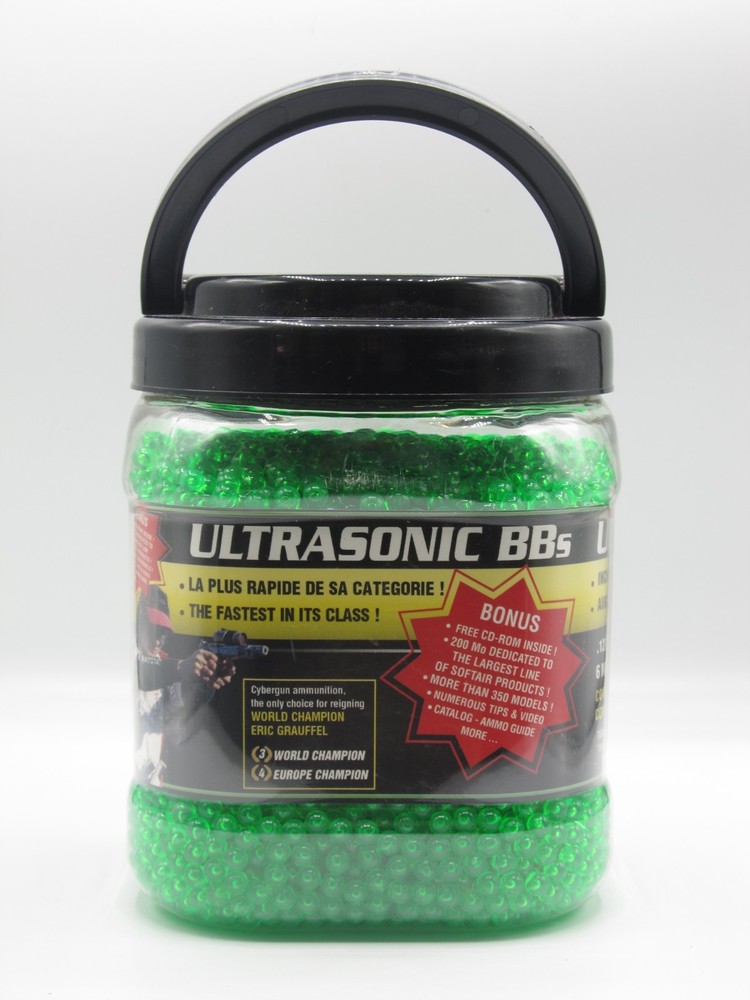 ULTRASONIC BB’S 6 MM SOFTAIR CALIBER .12G 10,000 ROUNDS GREEN NEW OPEN BOX