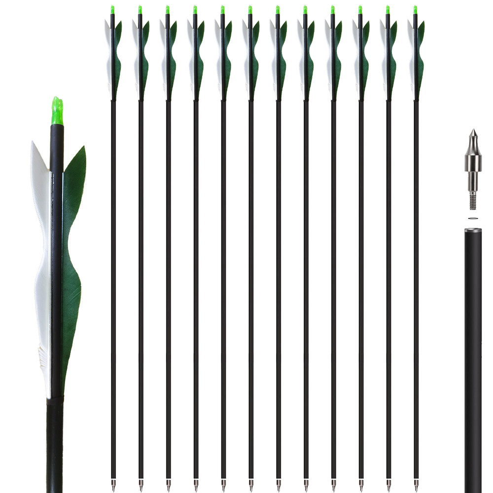 12Pcs 30″ Archery Carbon Arrows Turkey Feathers SP 500 for Recurve&Compound Bow