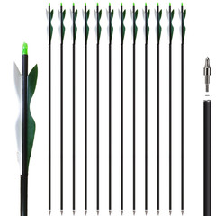 12Pcs 30″ Archery Carbon Arrows Turkey Feathers SP 500 for Recurve&Compound Bow