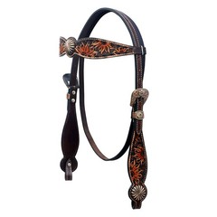 Western Headstall and Breast Collar Set HILASON Tooled Leather Horse Bridle Tack