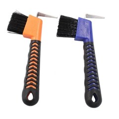 2 Pcs Horse Hoof Pick Brushes with Soft Touch Rubber Handle