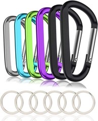 Durable 3 Inch D-Shape Aluminum Carabiners with Bonus Keychains – 50 LB Max Load