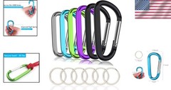 Durable 3 Inch D-Shape Aluminum Carabiners with Bonus Keychains – 50 LB Max Load