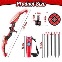 HYES Bow and Arrow for Kids LED Light Up Archery Set with 12 Suction Cup Arrows