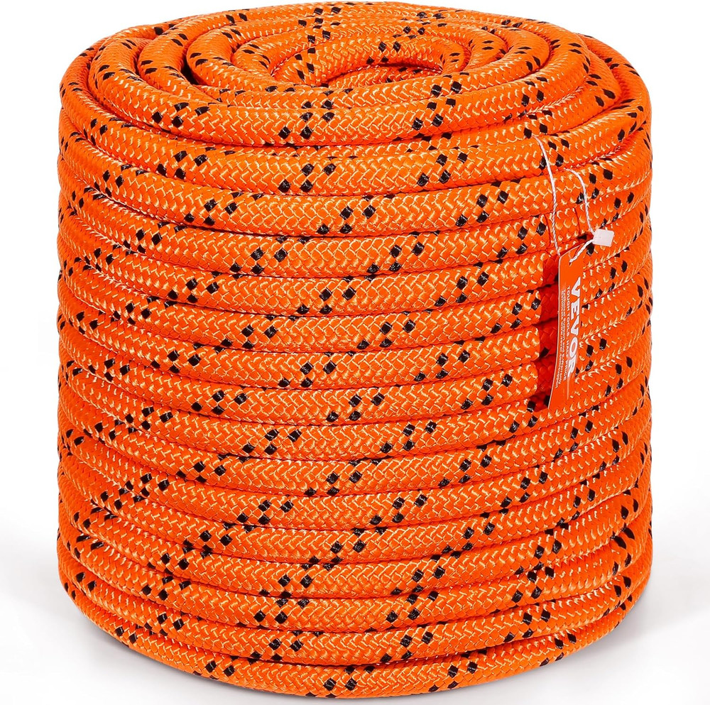 Double Braided Polyester Rope, 3/4 in X 220 Ft, 24 Strands, 20000 LBS Breaking S