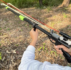 Powerful Slingshot Rifle W/Laser Aiming Portable Catapult Adult Outdoor Hunting